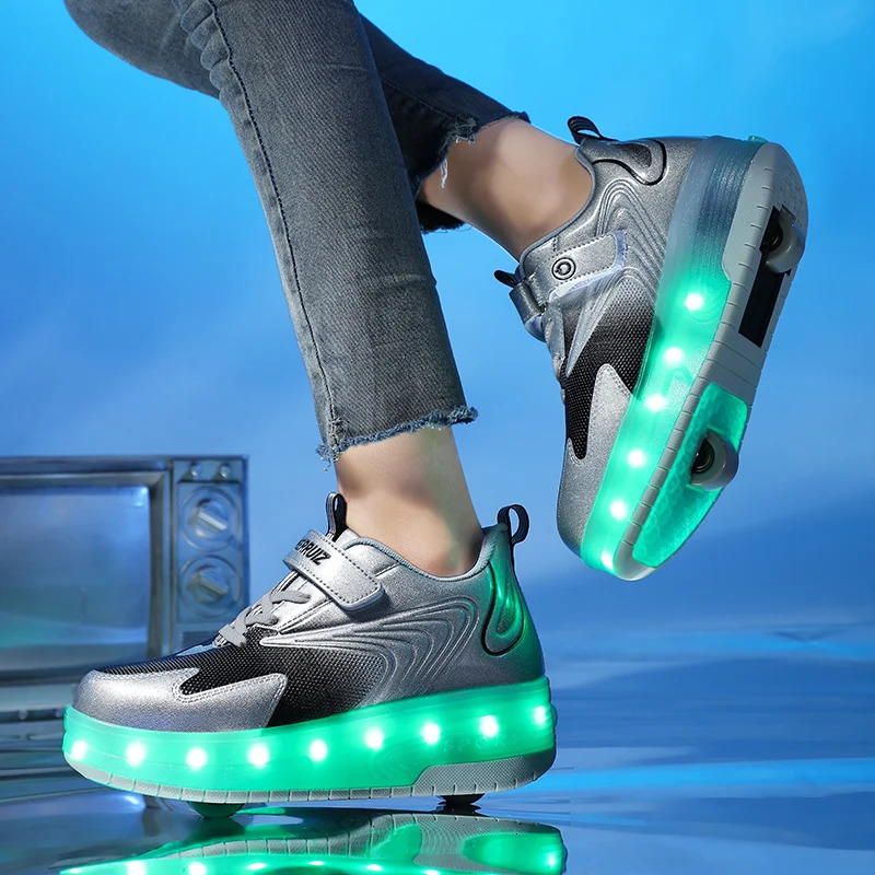 Kids Sneakers USB Recharge Light Up Skates Shoes Boys Girls Casual Skateboarding Shoe Roller Skate Outdoor Sports Shoes With LED 250614
