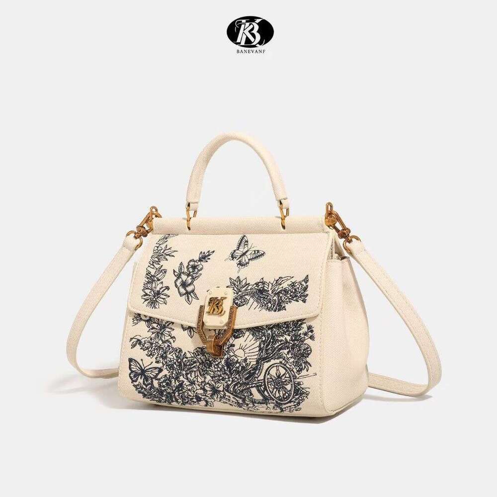 Fashion Embroidered High-End Handbag for Women 2025KB New Versatile Lock Shoulder Crossbody Bag