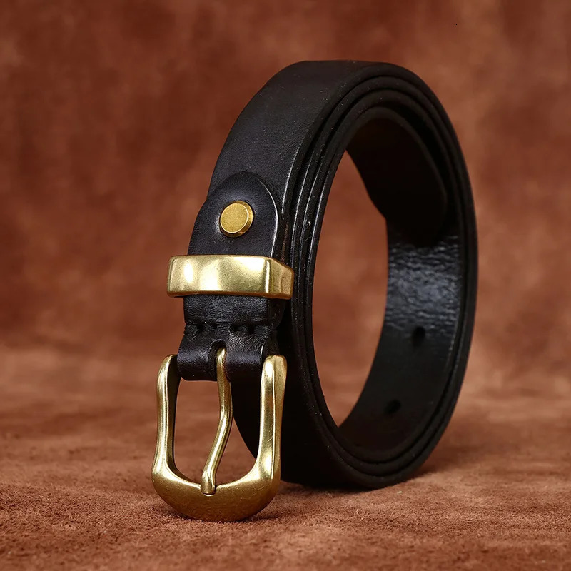 2.3CM Ladies Pure Cowhide High Quality Genuine Leather Belts for Women Needle Buckle Jeans Cowboy Waist Belt 250610