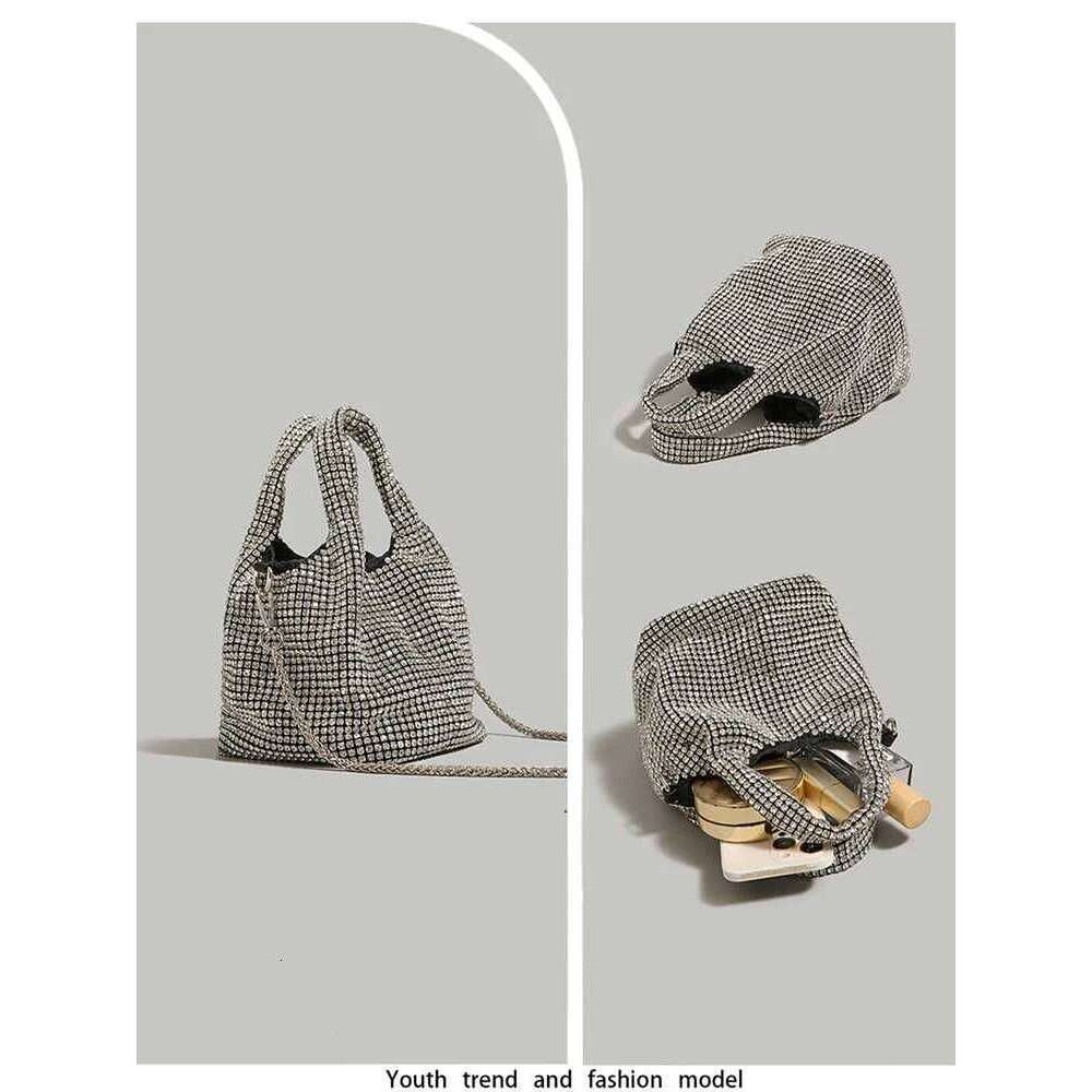 Designer Rhinestone Women's Handbags New Temperament Shiny Party Banquet Shoulder Crossbody High-end Bucket Bags