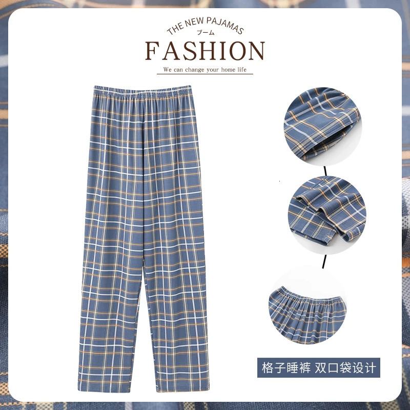 Style Cotton Plaid Pajama Pants For Adults Home Furnishing Trousers Men Sleep Bottom Wear 250611
