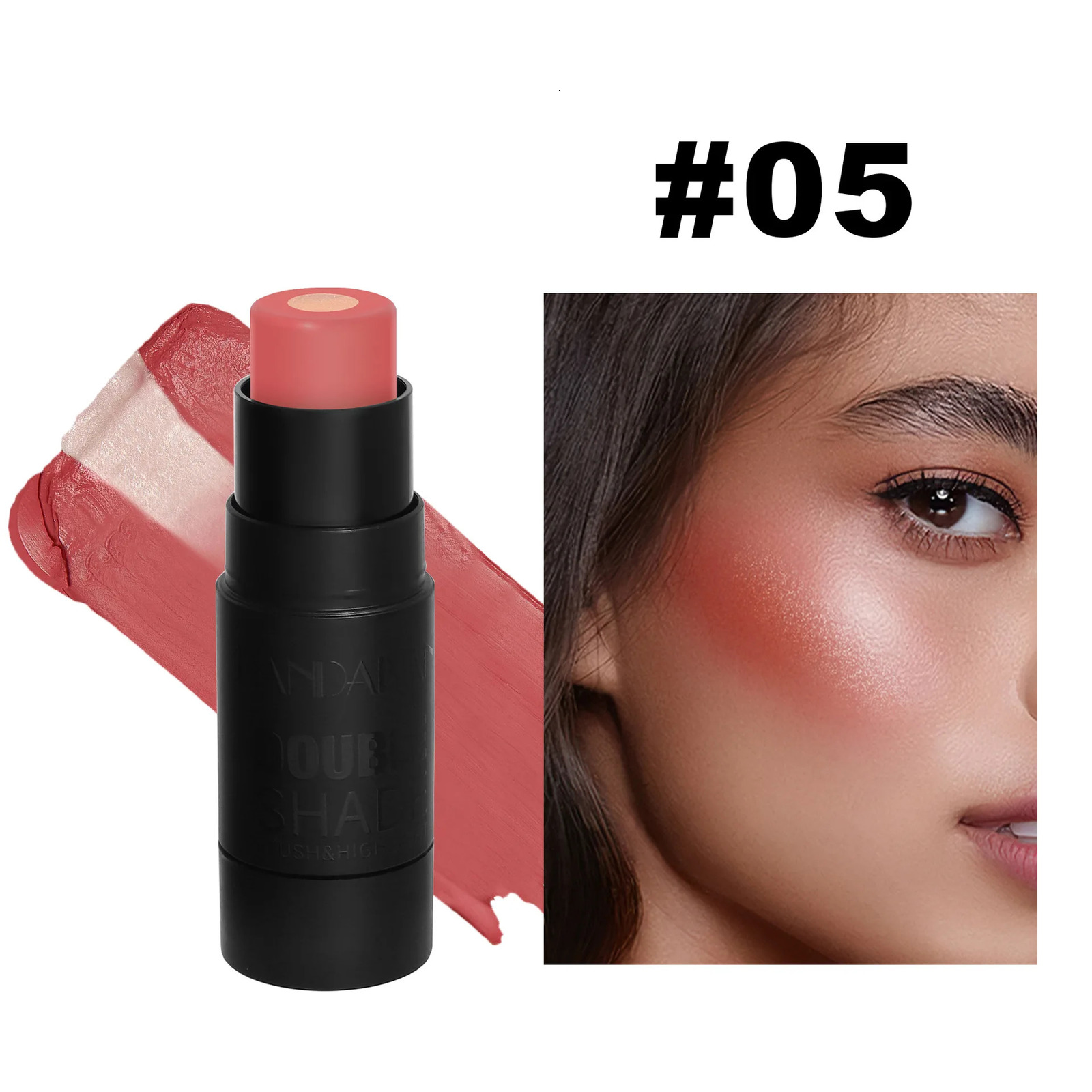 Handaiyan 2 In 1 Matte Glitter Face Blusher Smooth Cheek Velvety Blush Highlighter Stick Rouge Waterproof Contour Makeup 250614