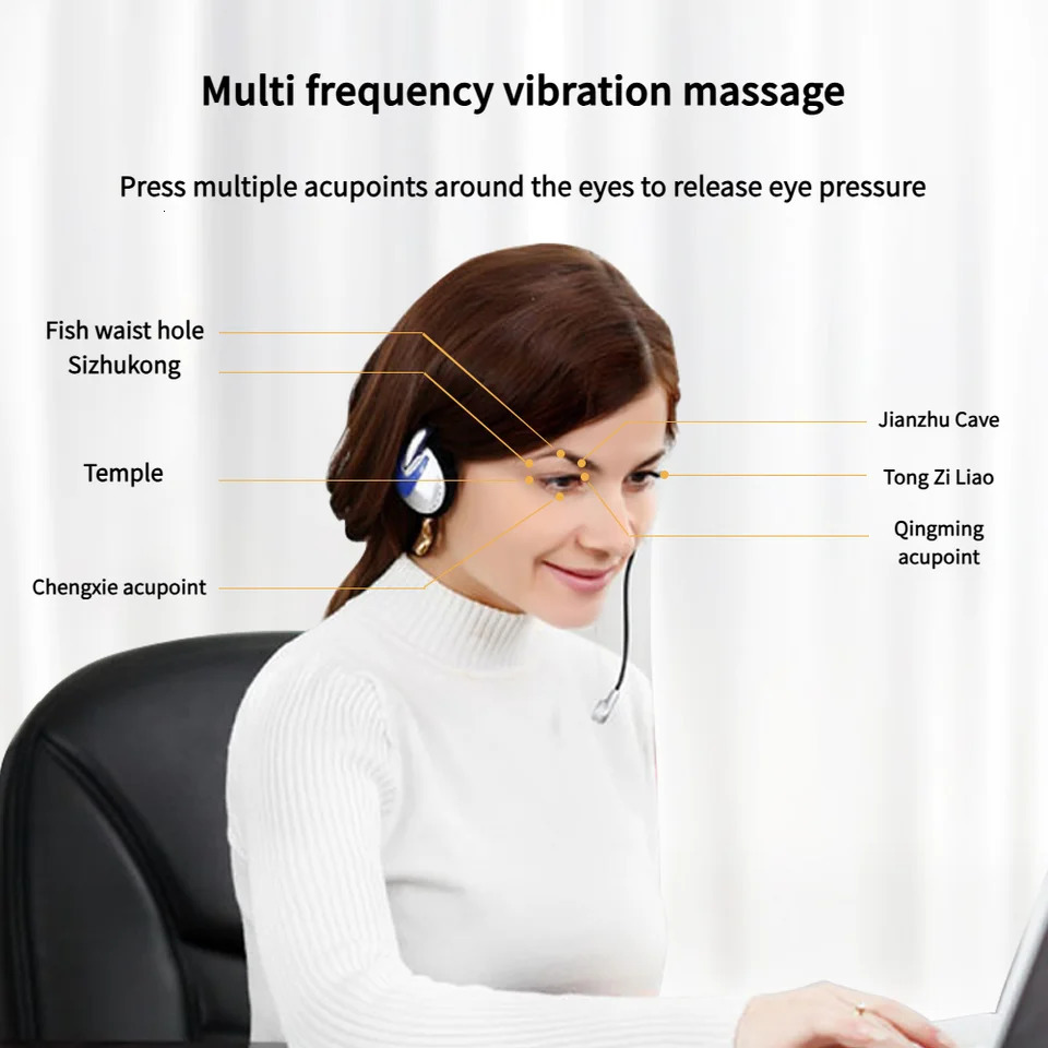 Intelligent compress eye massager air pressure function supports Bluetooth wireless charging eye vibration massage device 250612