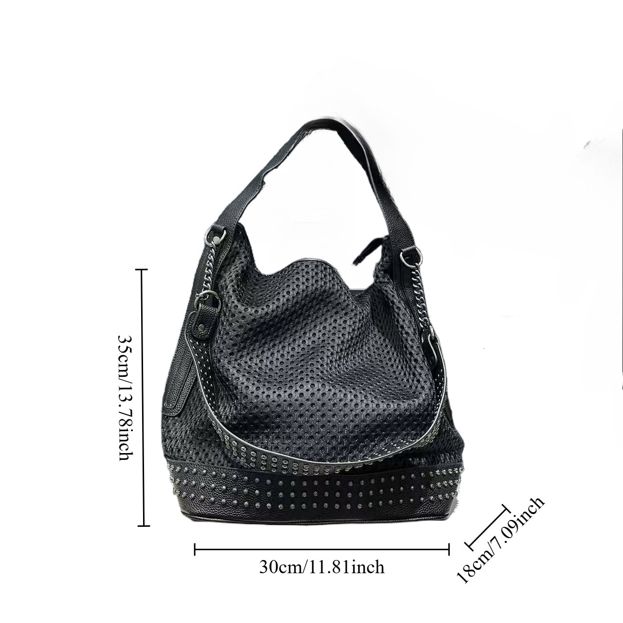 Free Shippingwomen's Fashion Y2K Studded Patchwork Fashion Shoulder Luxury Bag Designer Large Capacity Retro Mesh Handbag