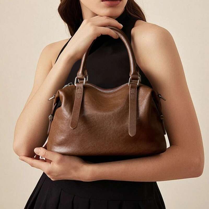 Burminsa Cowhide Genuine Leather Handbags For Women New 2025 Designer Slouchy Satchel Work Ladies Shoulder Crossbody Bags