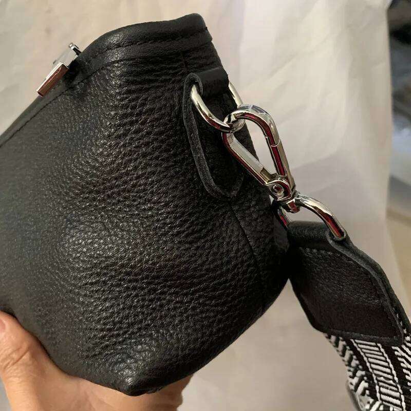 Ladies Bags Flap Small Crossbody Women Genuine Leather Bag Wide Strap Design Casual Solid Color Cell Phone Purses Messenger