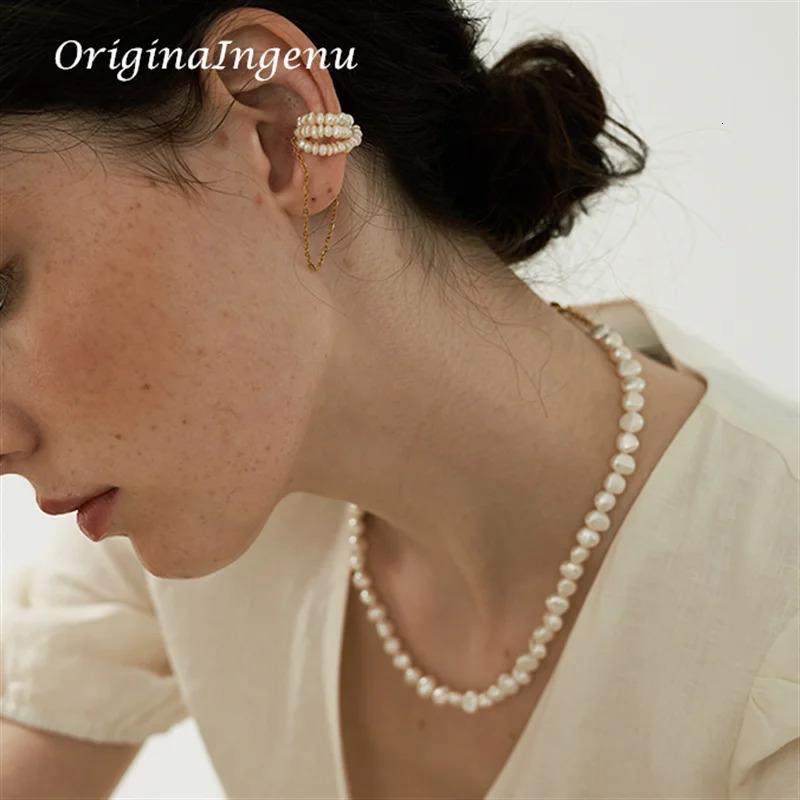 14K Gold Filled Ear Cuff Natural Pearl Jewelry Handmade Magnetic Buckle Earrings Vintage Accessories Tarnish Resist Earrings 250610