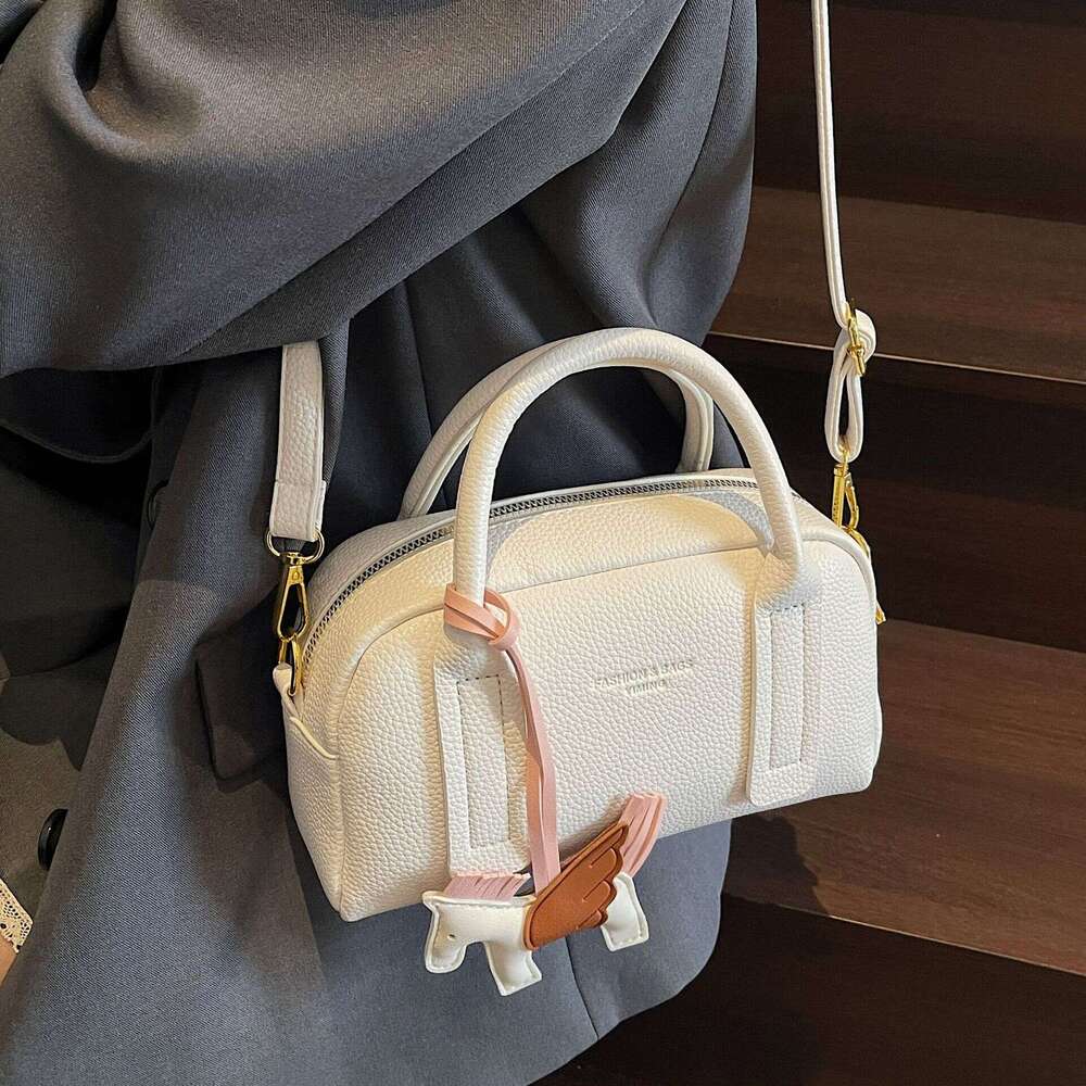 2025 New High-Quality Fashion Exquisite Handheld Boston for Women Trendy Versatile Solid Color Shoulder Crossbody Bag