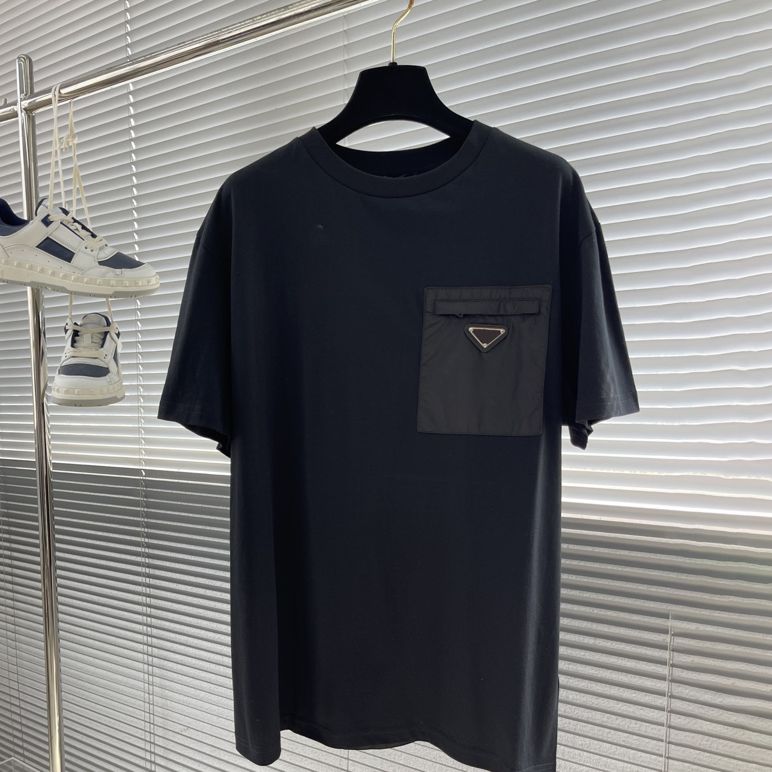 High quality designer T-shirt, pure cotton nylon zipper pocket men's T-shirt, polo shirt, casual sports round neck T-shirt, summer fashion high street top