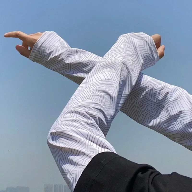 Summer Ice Silk Sleeves for Men Women Breathable Outdoor UV Protection Cycling Driving Sleeve Arm Sun Screen Protection Sleeves 250610