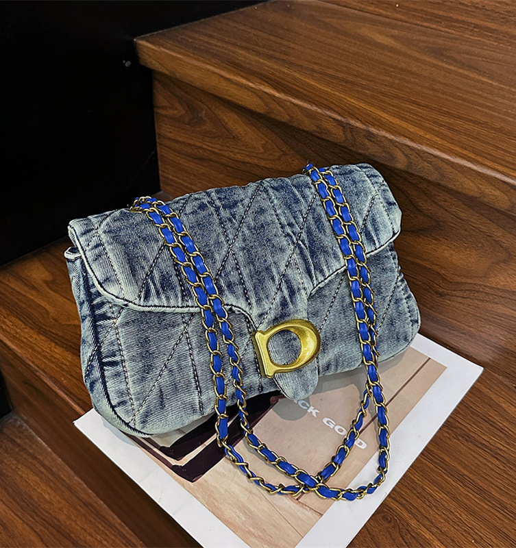 Free shipping designer premium denim armpit bag for women 2025 new style women's bag temperament versatile chain bag fashion shoulder crossbody b