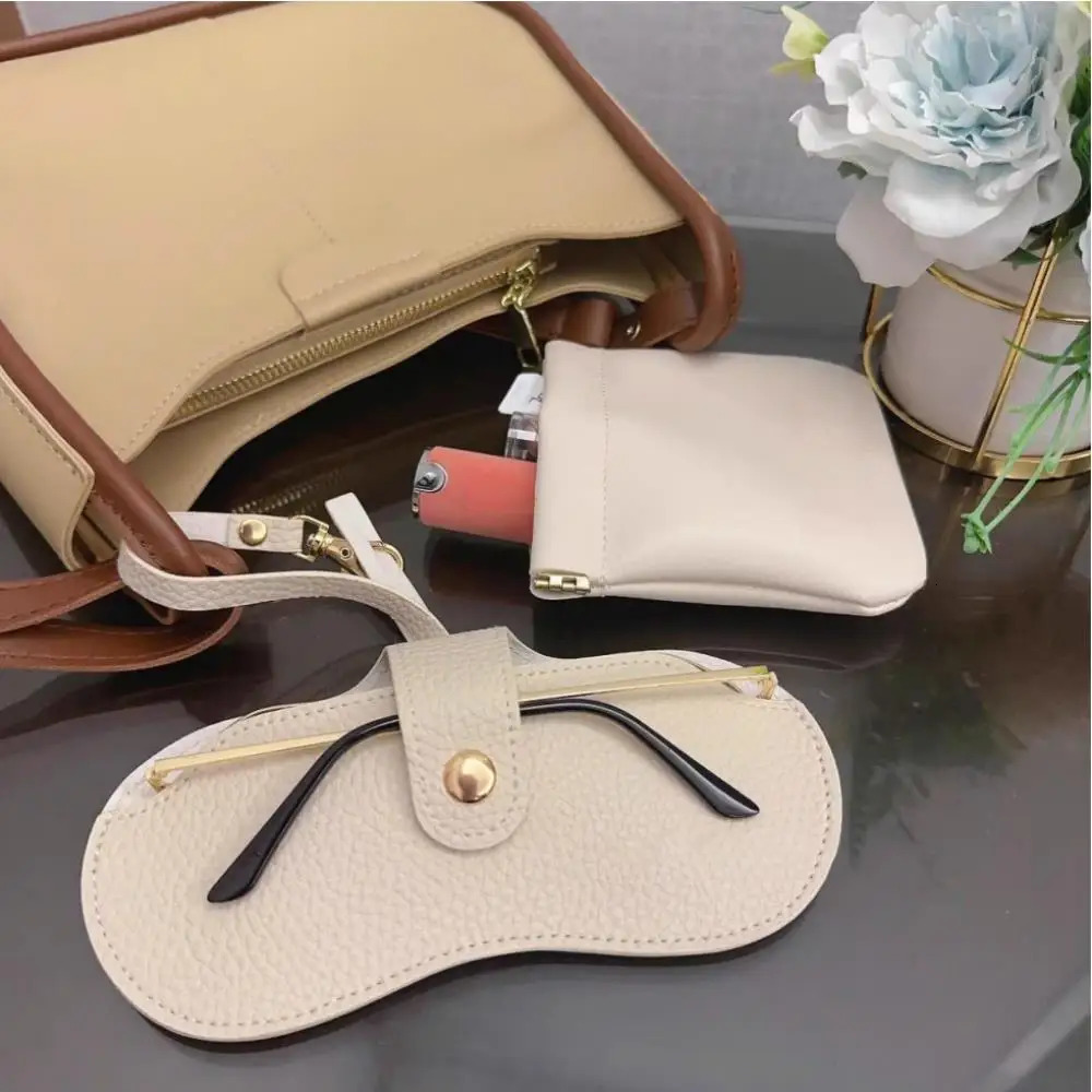 Portable Eyeglass Case Sunglasses Storage Bag PU Material Eyeglass Case Hanging Rope Glasses/Sunglasses Accessories Lightweight 250610