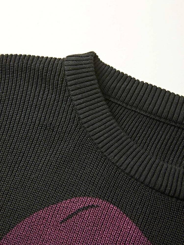 Men's Skull Love Pullover Knit Casual Sweater Hipster