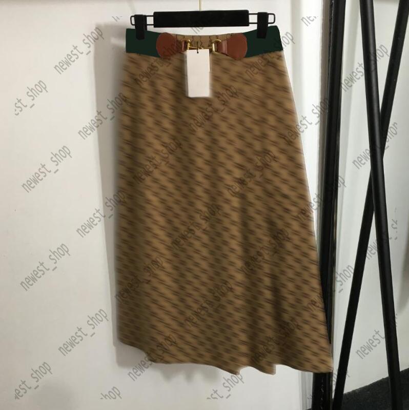 Summer Womens skirts spring women Double Letter Jacquard print Skirt designer lady luxury Ladies Colorful woven strap leather buckle Dress