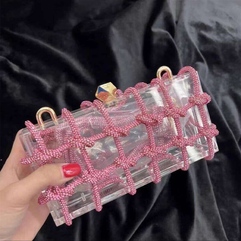 Fashion Trends Rhinestone Purse Hand Bags For Women New Elegant And Versatile Party Square Crystal Clutch Bag