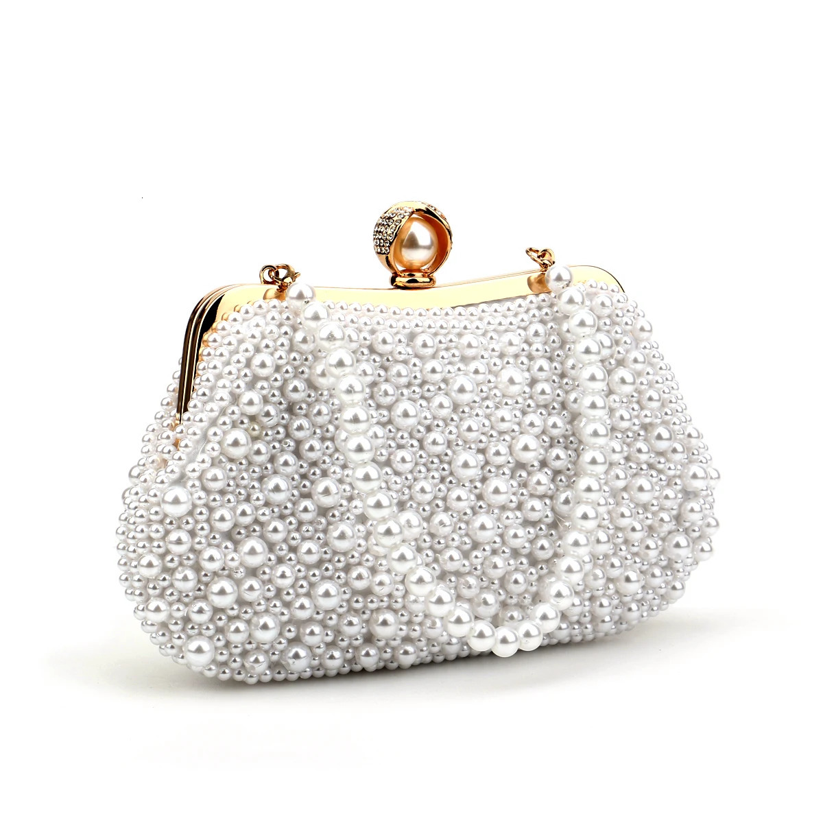 Shell Design Women Evening Bags Pearl Diamonds Small Clutch With Chain Shoulder Handbags Wedding Party Lady Purse 250614