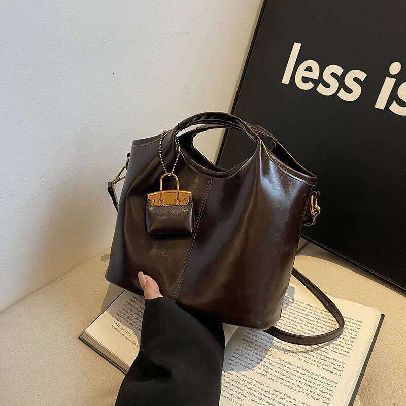 High End Fashion Commuting Handbag, Women's 2025 New Korean Version Bucket Bag, Casual Shoulder Diagonal Cross Bag
