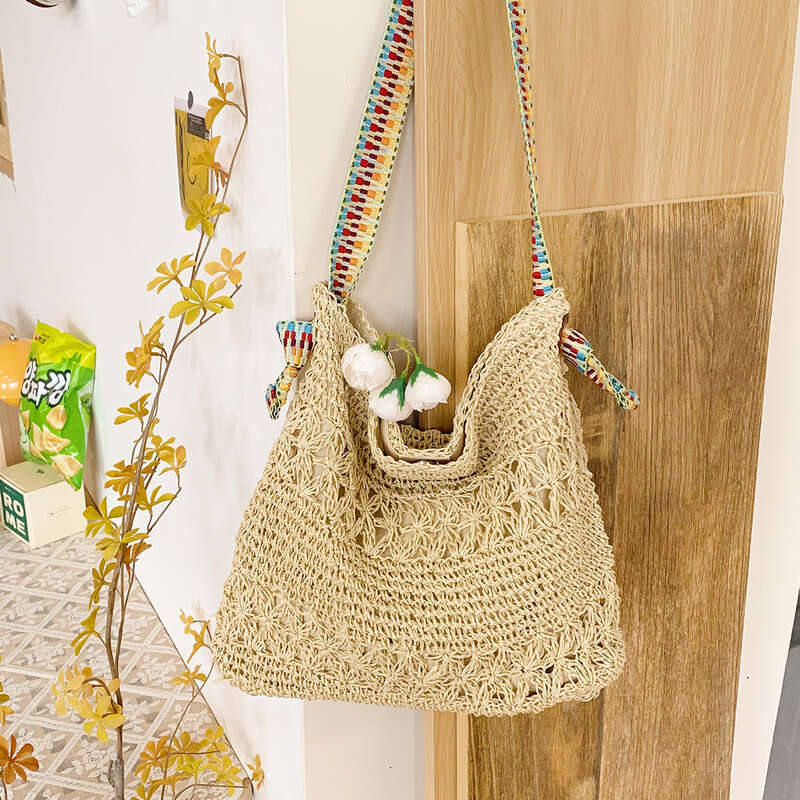 Straw Beach Tote Straw Woven For Women New Large Capacity Vacation Commuter Tote Niche Shoulder Underarm Bag Versatile Straw Large Tote