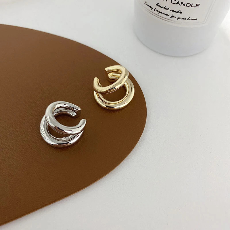 Piercing Earcuff Double Circle Ear Cuff Faux Earrings For Women Man Hiphop Vintage Cuffs Earclips Accessories Korean 250610
