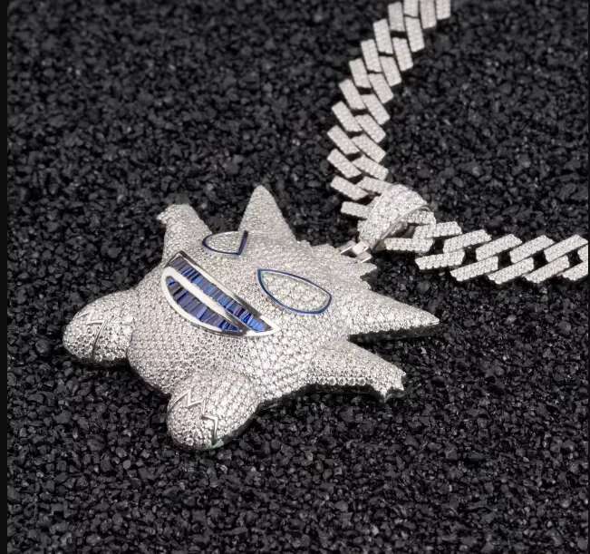 Hip Hop Real Diamonds Pendant Moissanite Charm Necklace