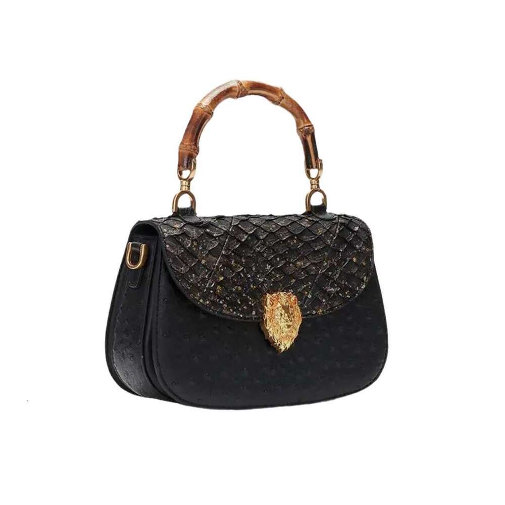 Genuine Bamboo High-end Leather Knot Handbag for Women 2025 New Niche Fashion Single Shoulder Crossbody Small Bag