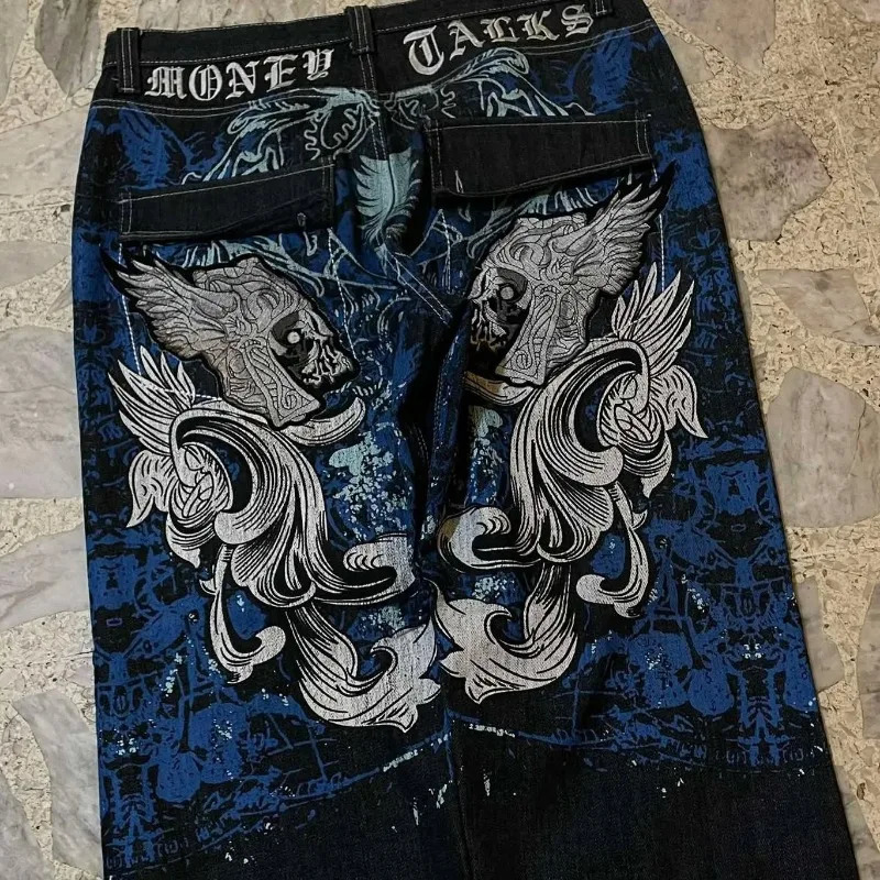 American Fashion Trend Super Character Printed Baggy Jeans Men Y2K Street Harajuku Retro High Waist Wide Leg Pants 250609