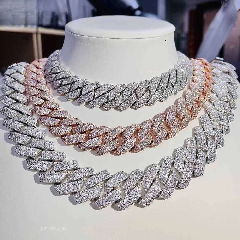 moissanite chain Cuban Link Chain Custom Pendant Necklaces Pass Test Vvs Moissanite Dia Hip Hop Necklace Men Jewelry