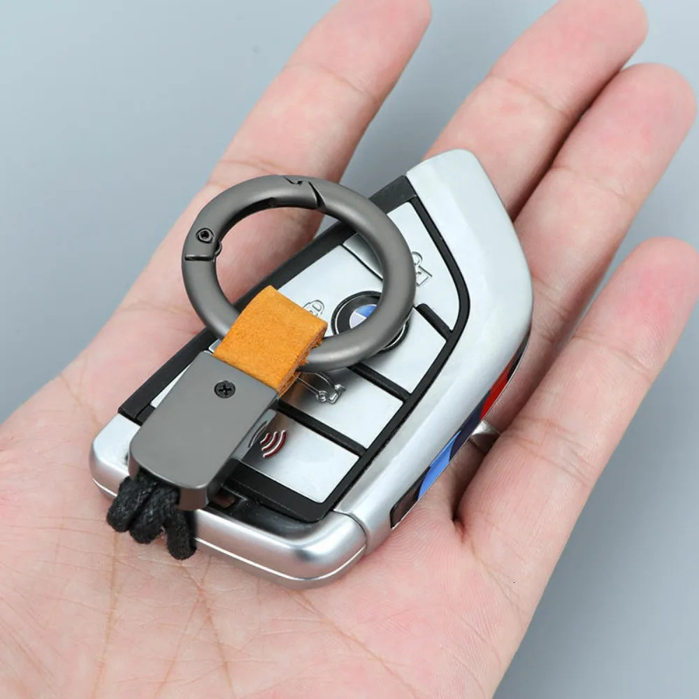 Genuine Leather Key Chains for Men Women Car Keychain Lanyard Cotton Rope Strap Metal Keyring Gift Trendy Holder 250606