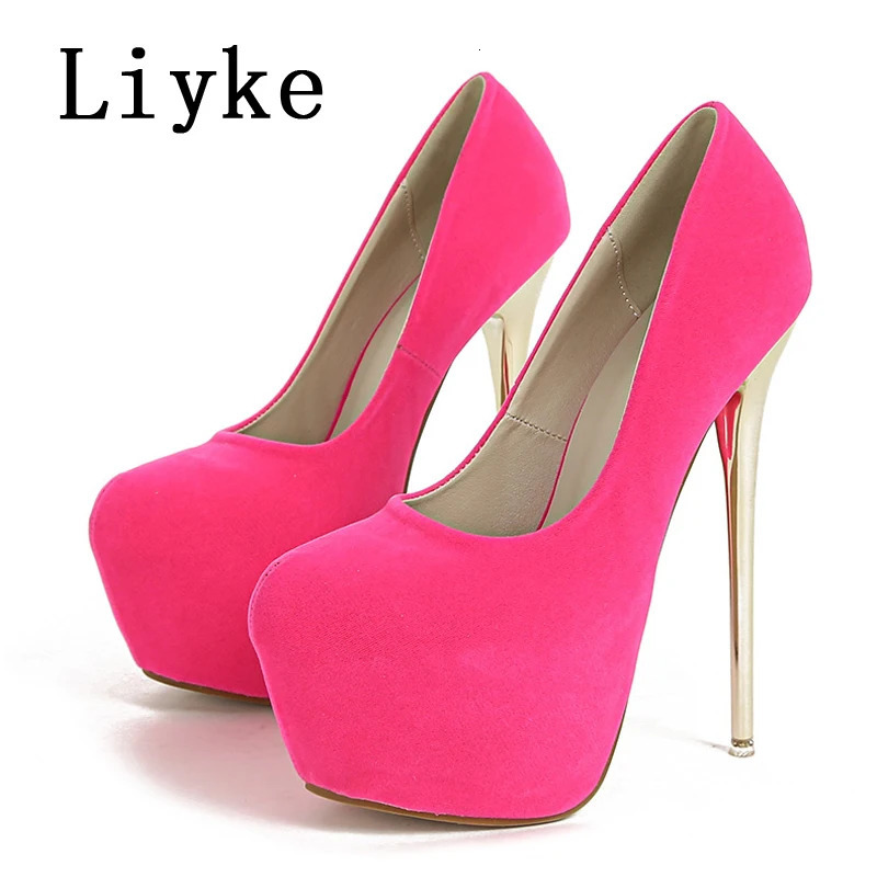 Liyke 2025 Spring Autumn Fashion Platform Pumps Sexy Round Toe Thin High Heels Womens Wedding Party Nightclub Dress Shoes 250613
