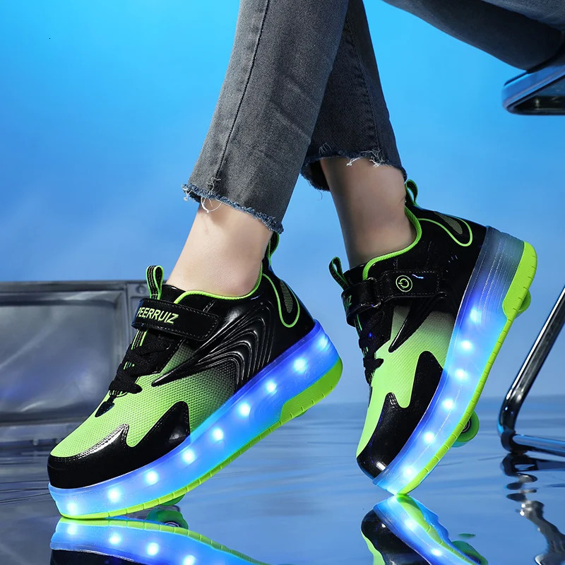 Kids Sneakers USB Recharge Light Up Skates Shoes Boys Girls Casual Skateboarding Shoe Roller Skate Outdoor Sports Shoes With LED 250614