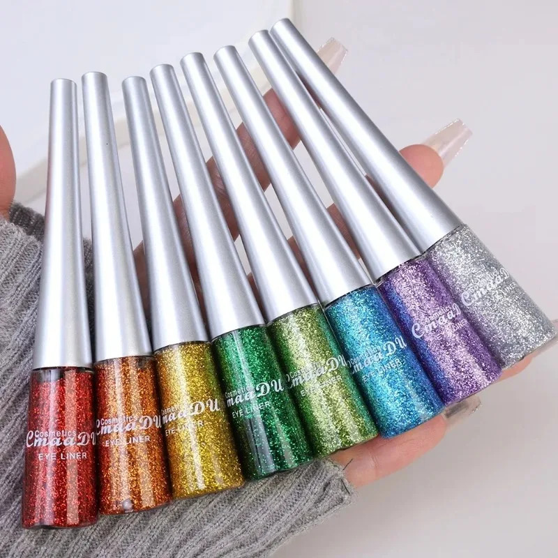 Colorful Eyeshadow Eyeliner Pencil Silver Gold Color Blue Liquid Eye Liner Eye Shadow Shining Sequins Makeup Beauty Cosmetics 250614