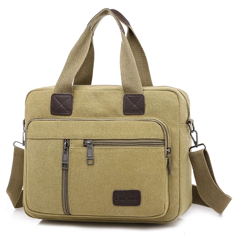 Mens crossbody bag 15.6-inch laptop handbag vintage canvas briefcase shoulder bag 250614