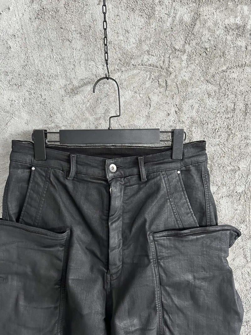 Men's Shorts Owen Seak Men Short Oil Wax Denim Jeans Casual Harem Cotton Gothic Clothing Summer Loose Black Size XL