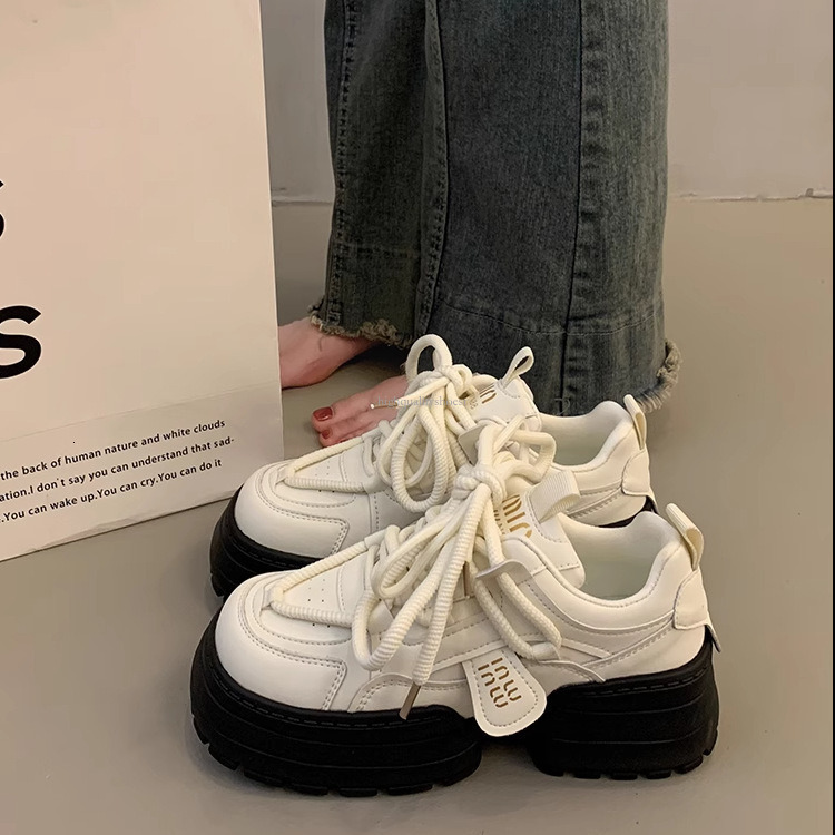 High End Multifunctional White Shoes For Women Height Increasing Thick Soled Fashion Designer 2025 New Autumn Sponge Cake Casual Sports And Leisure Sh