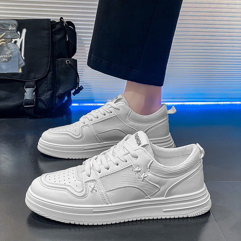 Men s Shoes 2025 New Thick Sole Height Increasing Fashion Designer Summer Mesh Breathable White Shoes Board Shoes Outdoor Casual Sports Shoes Skateboa