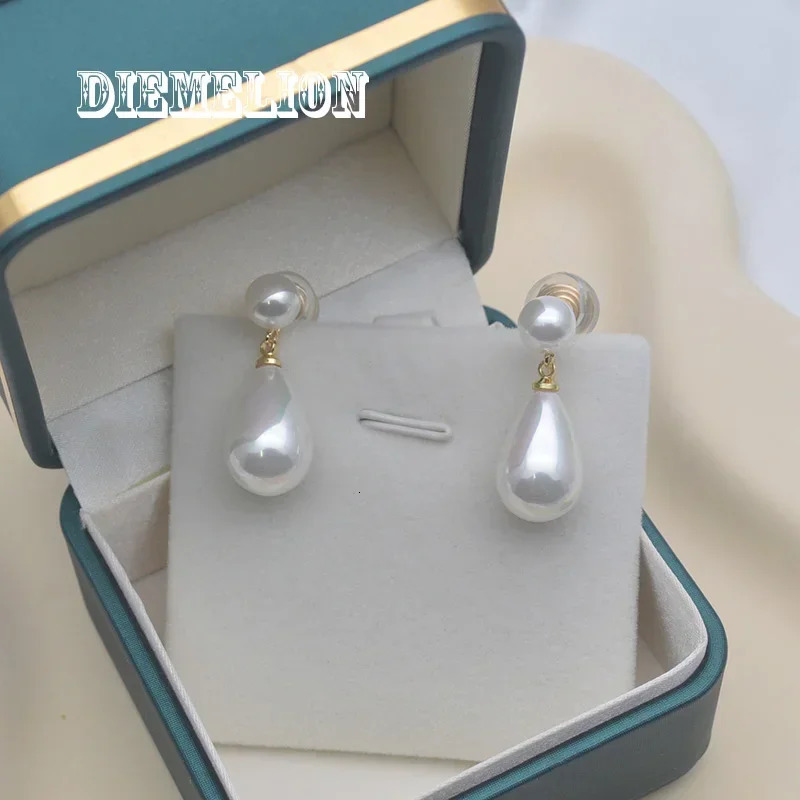 Classic High Quality Big Long Water Drop Shell Pearl Clip on Earrings Without Piercing for Women Wedding Party Ear Clips Gift 250610