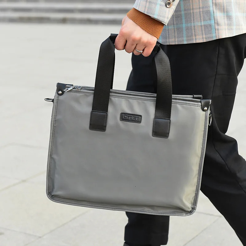 Mens Business Commuting Briefcase Large Capacity Polyester Laptop Crossbody Bag Travel Work Handheld Shoulder Messenger Bag 250614