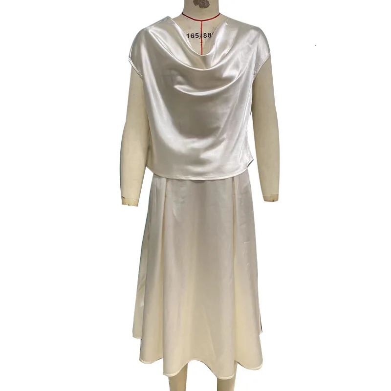 Elegance Light Mature Commuting Two Piece Set Women Summer Clothing High Temperament Short Sleeve Top Midi Skirt 250609