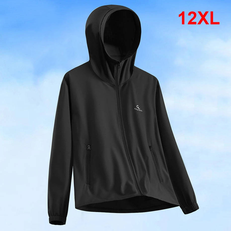 Summer Cool Thin Jacket Men 12XL Plus Size Sunscreen Jackets Male Fashion Casual Solid Color Fishing Camping Big Size 250614