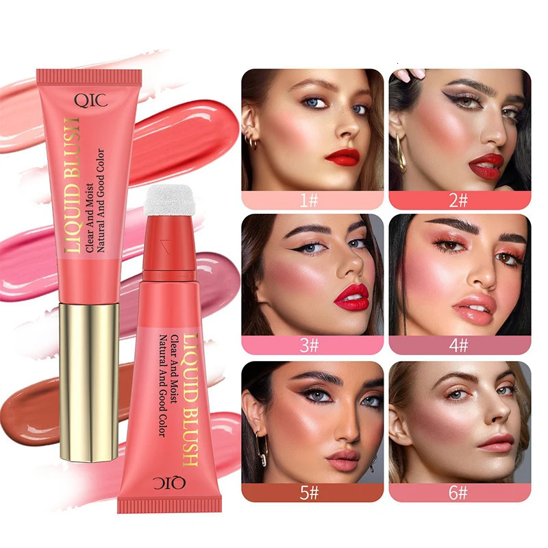 Blush cream sponge head dual-purpose blush for lips and cheeks moist and easy to spread long-lasting liquid blush 250614