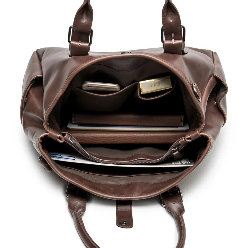 Retro Handbag Briefcase Men Large Capacity Top-Handle Bags With Strap Fashion Mens Crossbody Bag Shoulder Messenger Bag Handbag 250614