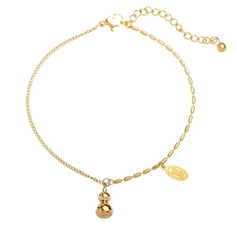 Suitable Summer Titanium Steel Non-Fading Light Design Gold-Plated High-End Sense Foot Chain Anklet for Women