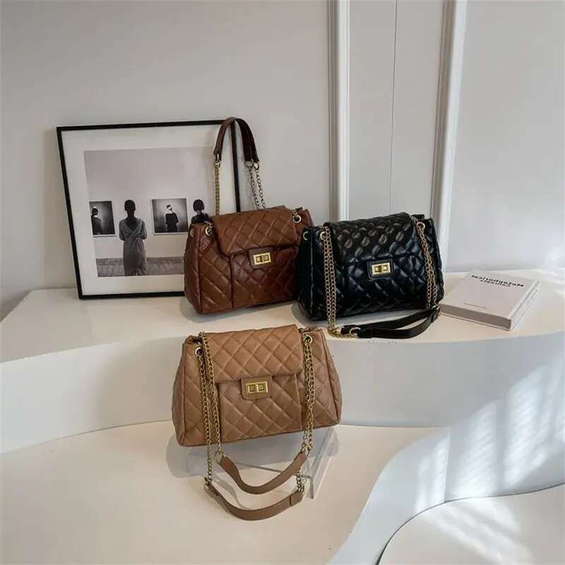 Designer Shoulder Free Shipping Bag New Fashionable Comting Large Capacity High End Texture Dia Grid Chain Crossbody For Womens Free shipping