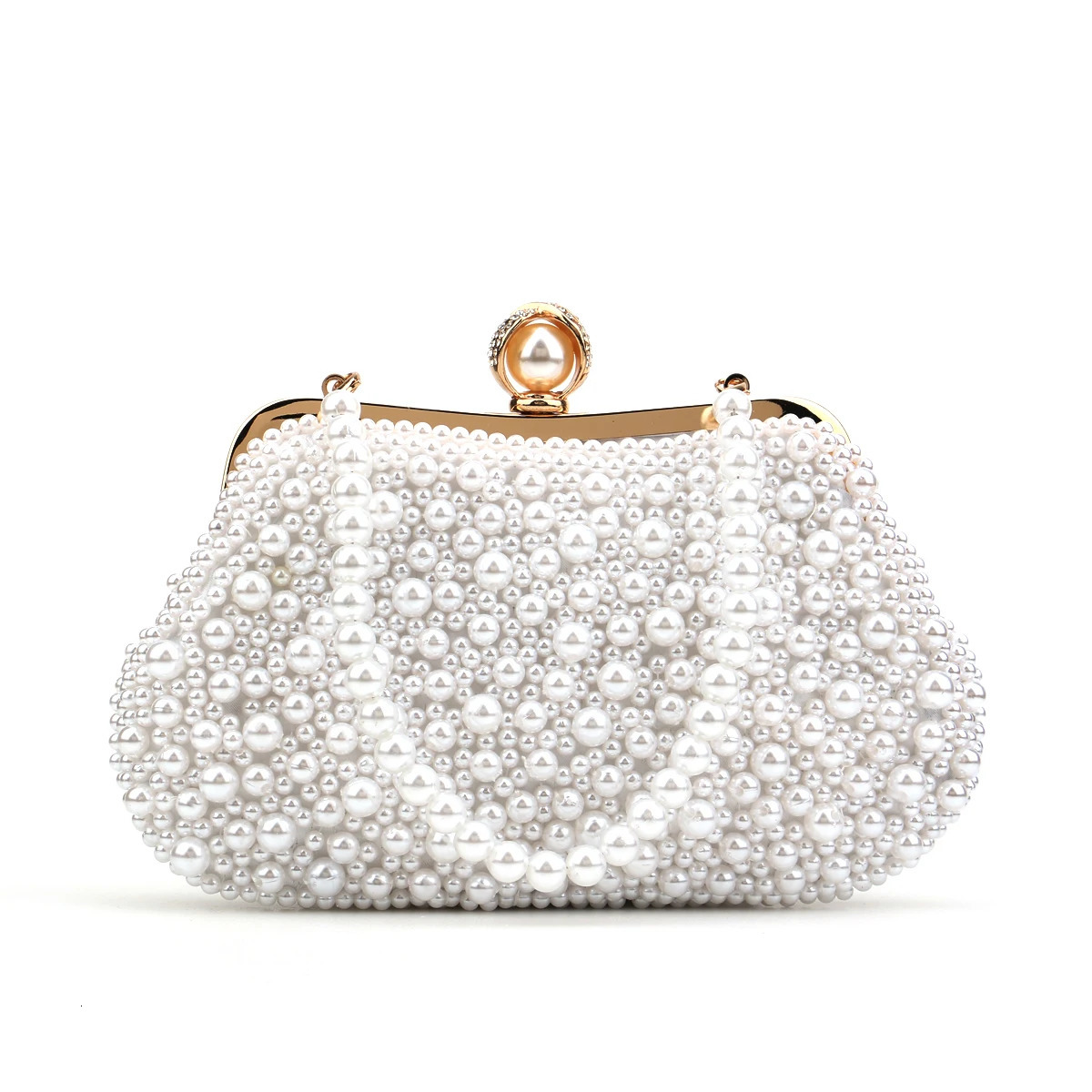 Shell Design Women Evening Bags Pearl Diamonds Small Clutch With Chain Shoulder Handbags Wedding Party Lady Purse 250614