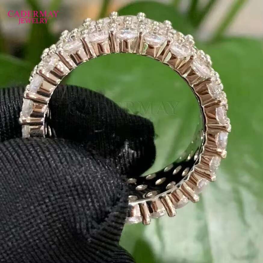 Cadermay Custom Hip Hop 3rows 3.0mm 3.5mm Round Shape Moissanite D VVS1 Silver925 Man and Women Rings Band