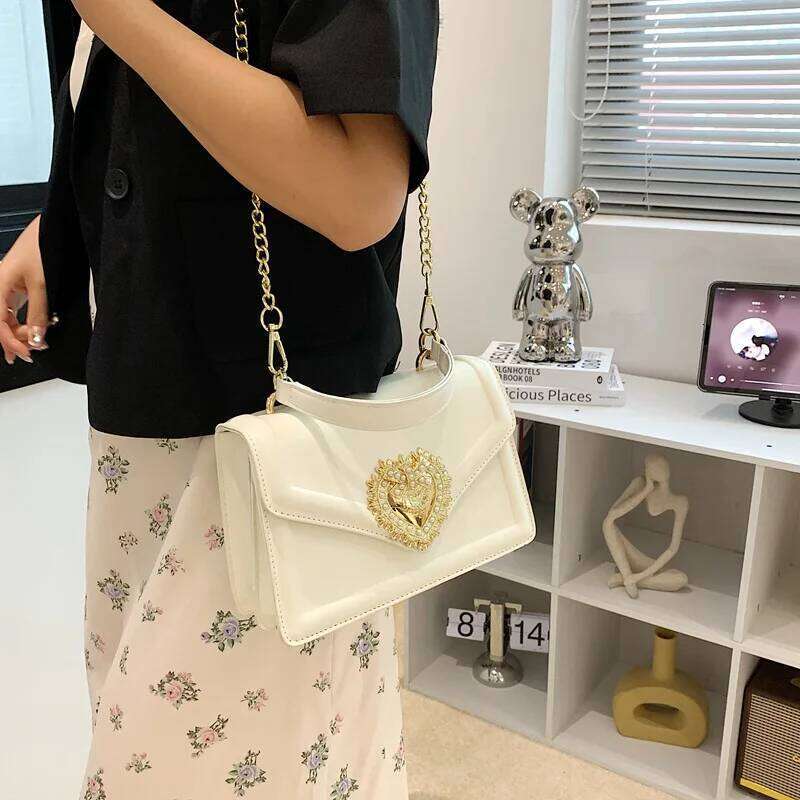 Retro Texture Bright Leather Ladies Handbag Fashion Pure Color Shoulder New Girls Crossbody Small Square Bag PU Materi