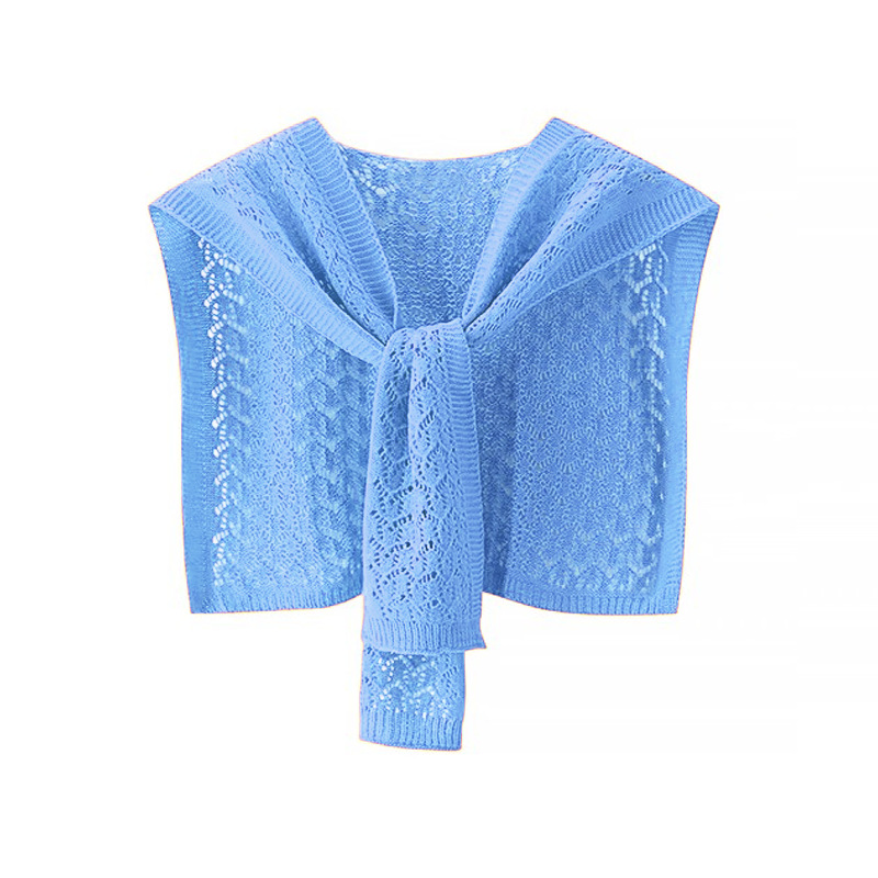 K1031 New hollow knitted small shawl for women Korean style all-match office air-conditioned room solid color knotted with shirt small waistcoat