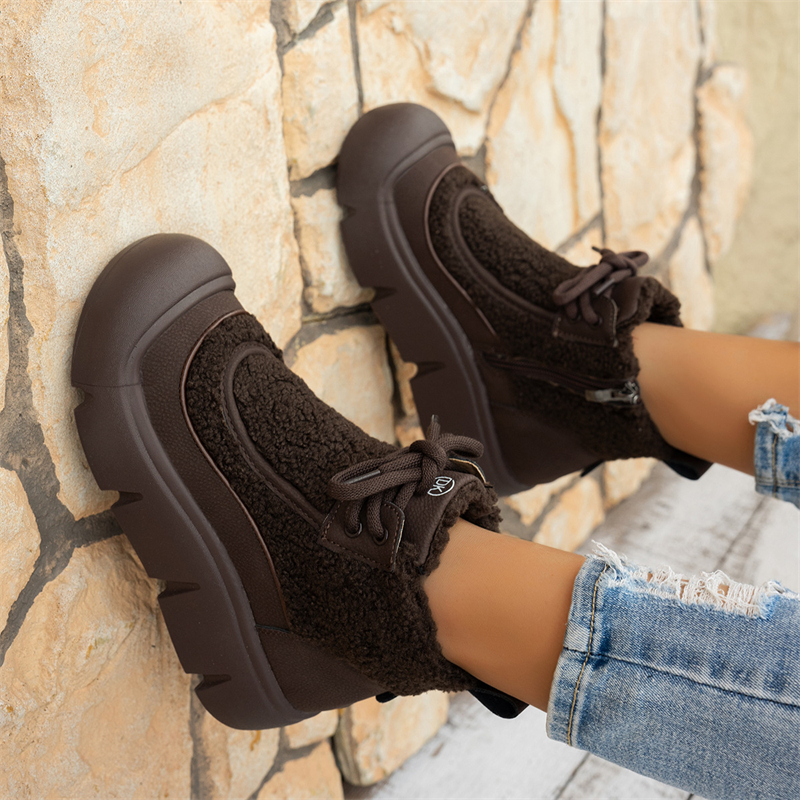 hot Free shipping designer Boots for woman cotton shoes winter new thick soled plush Solid Fashion Boots classic vintage black brown grey snow boots