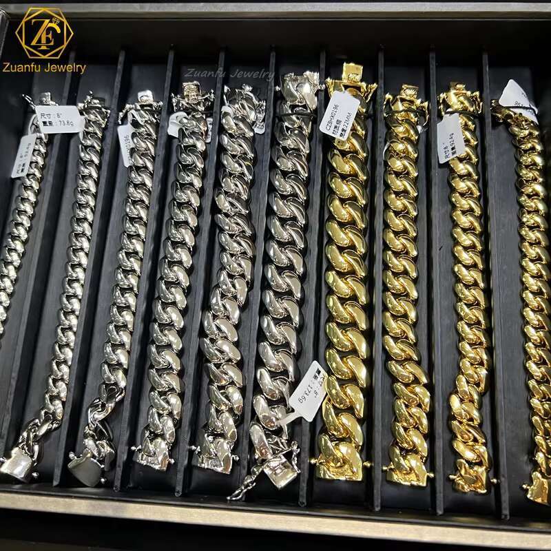 Miami Hip Hop Jewelry Gold Plated 16mm Cuban Chain Iced Prong Iced Setting Necklace with CZ Diamond Prong for Gift