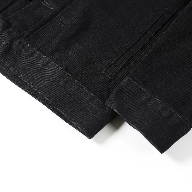 American Vintage Mens Black Workwear Denim Jacket Oversized Notched Lapel Casual Coat SpringFall Plus Size 100kg Wear 250614